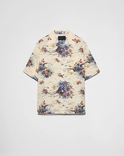 Printed cotton bowling shirt