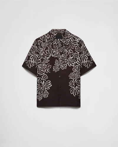 Printed cotton bowling shirt