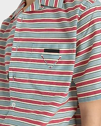 Striped cotton and silk bowling shirt
