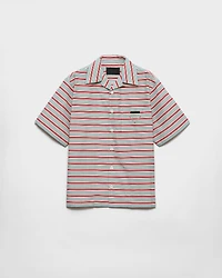 Striped cotton and silk bowling shirt