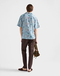 Printed silk blend bowling shirt