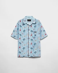 Printed silk blend bowling shirt