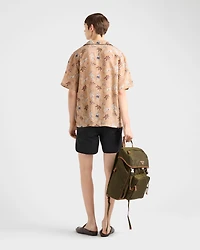 Printed silk blend bowling shirt