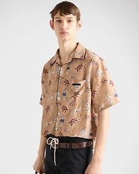 Printed silk blend bowling shirt