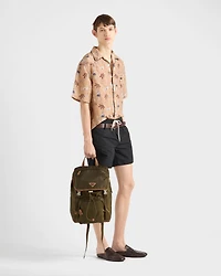 Printed silk blend bowling shirt