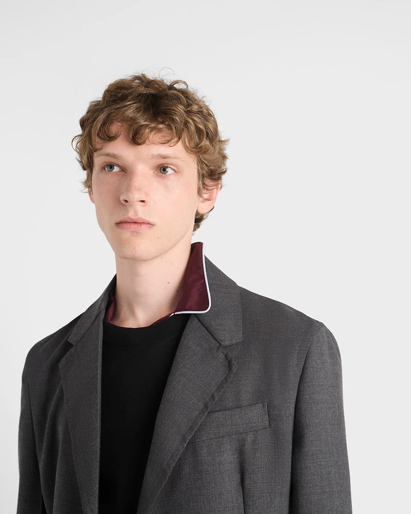 Single-breasted wool blend jacket