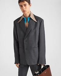 Single-breasted wool jacket with collar