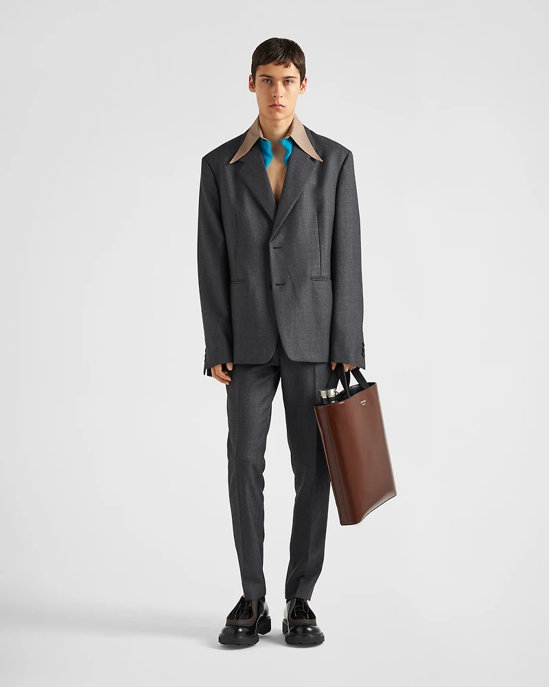 Single-breasted wool jacket with collar