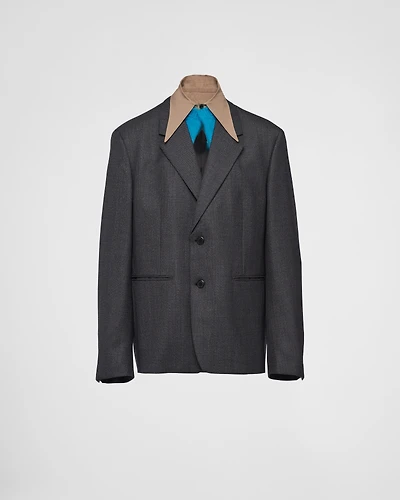 Single-breasted wool jacket with collar