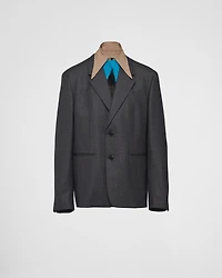 Single-breasted wool jacket with collar