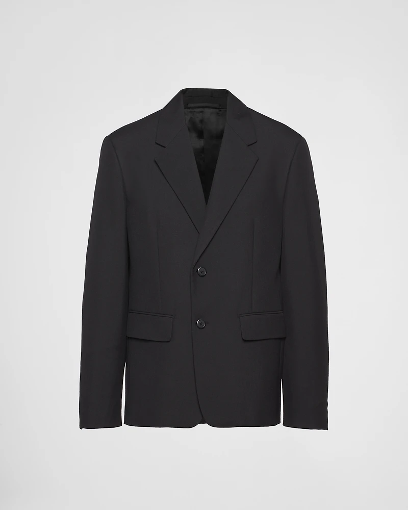Single-breasted wool blend jacket