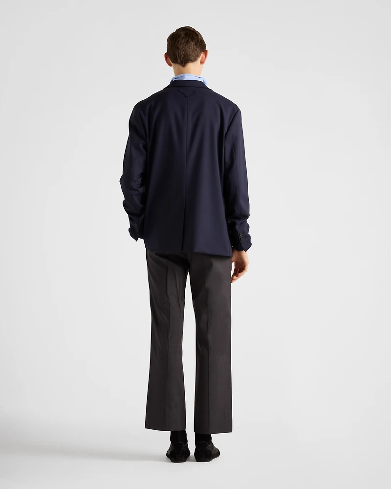 Single-breasted wool blend jacket