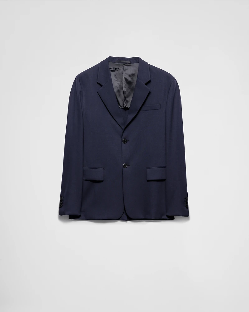 Single-breasted wool blend jacket
