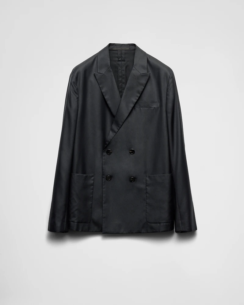 Double-breasted silk jacket
