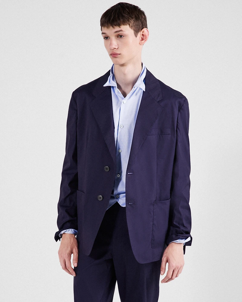 Single-breasted cotton blend jacket