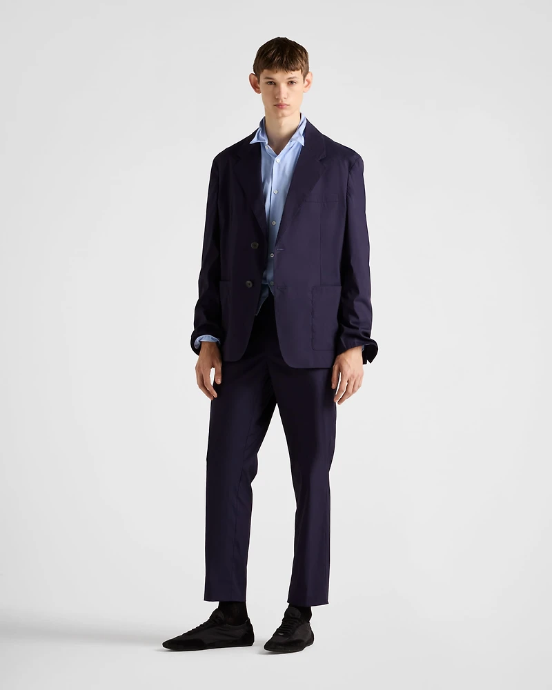 Single-breasted cotton blend jacket