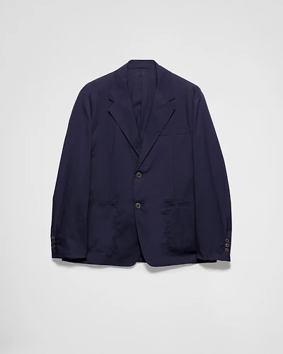 Single-breasted cotton blend jacket