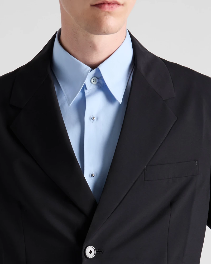 Single-breasted wool blend jacket