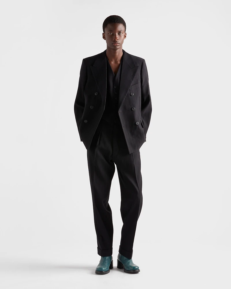 Double-breasted wool blend jacket