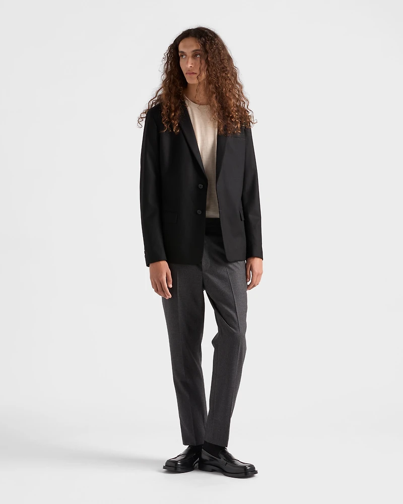 Single-breasted wool blend jacket