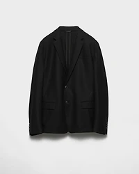 Single-breasted wool blend jacket