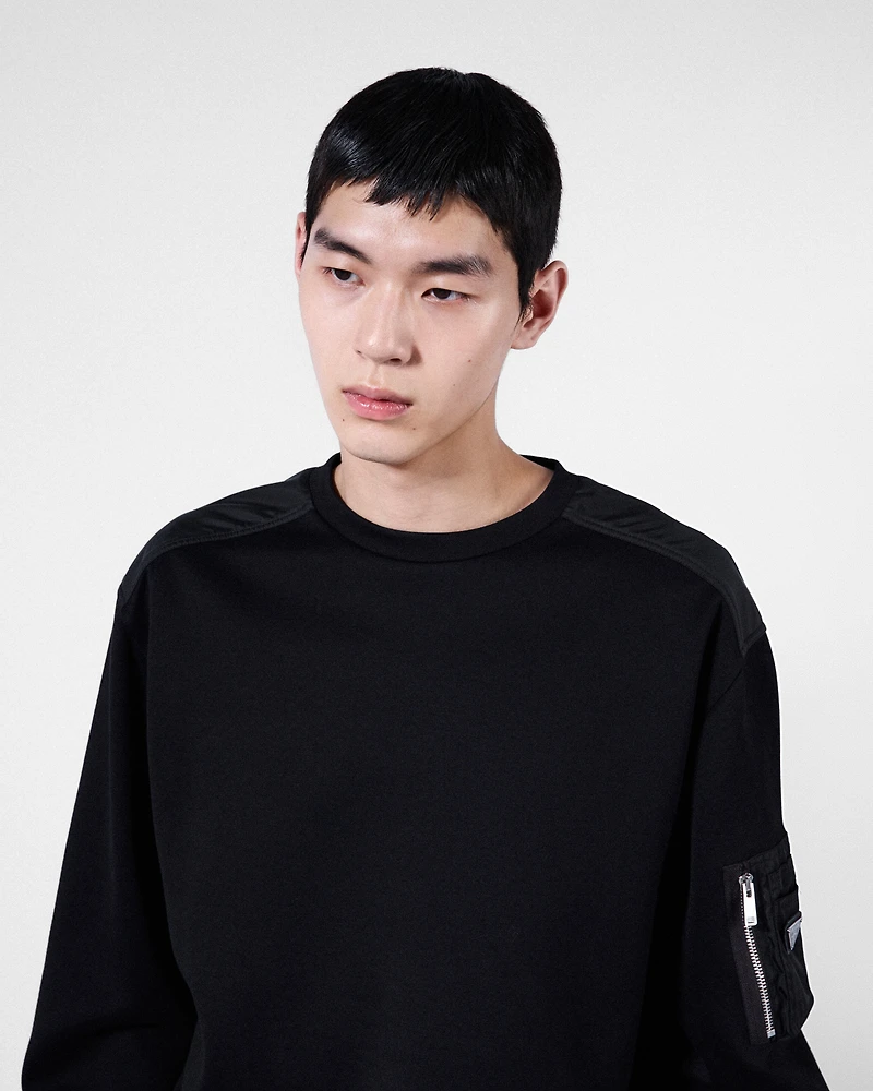 Cotton fleece and Re-Nylon sweatshirt