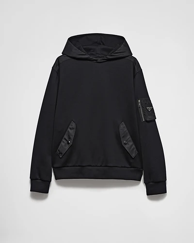 Cotton fleece and Re-Nylon hoodie