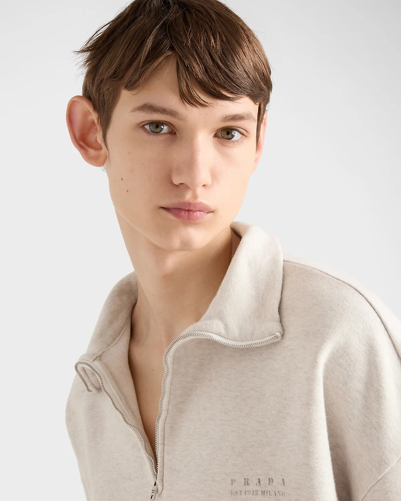 Long-sleeved cotton polo shirt