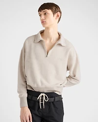 Long-sleeved cotton polo shirt