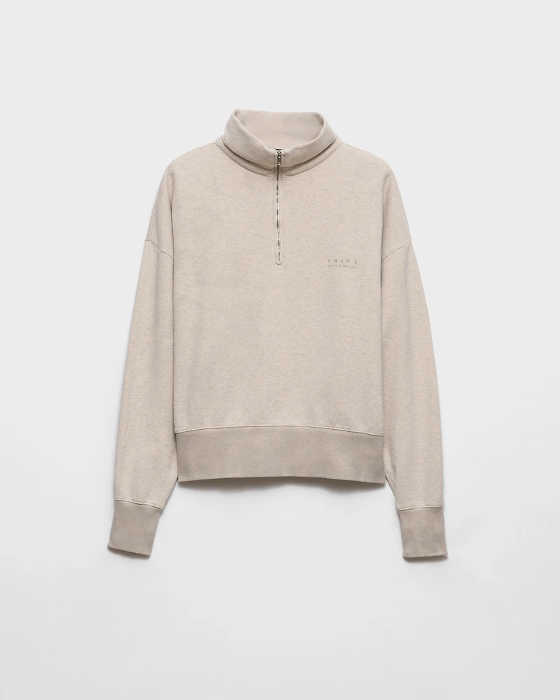 Long-sleeved cotton polo shirt