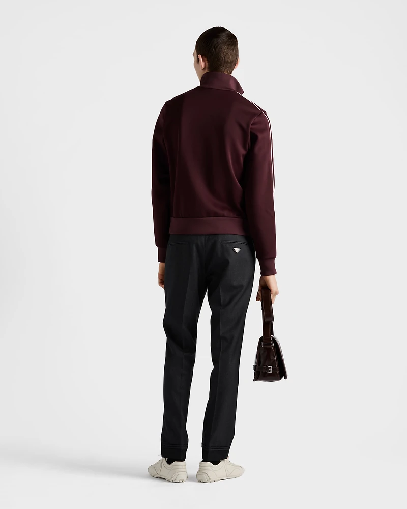 Zippered technical fabric track jacket