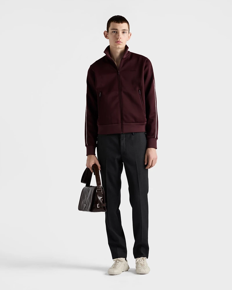 Zippered technical fabric track jacket
