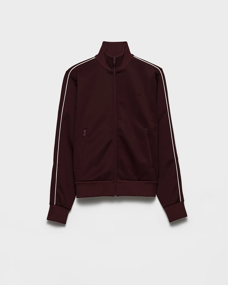 Zippered technical fabric track jacket