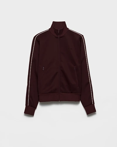 Zippered technical fabric track jacket