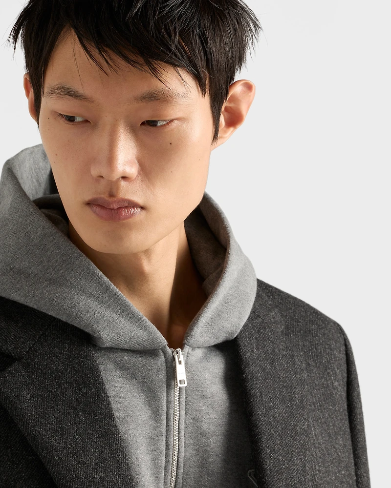 Cashmere blend zipper hoodie