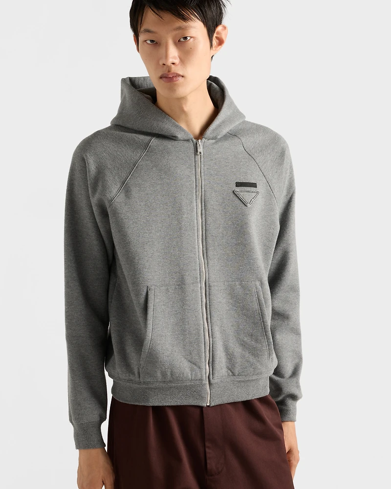 Cashmere blend zipper hoodie