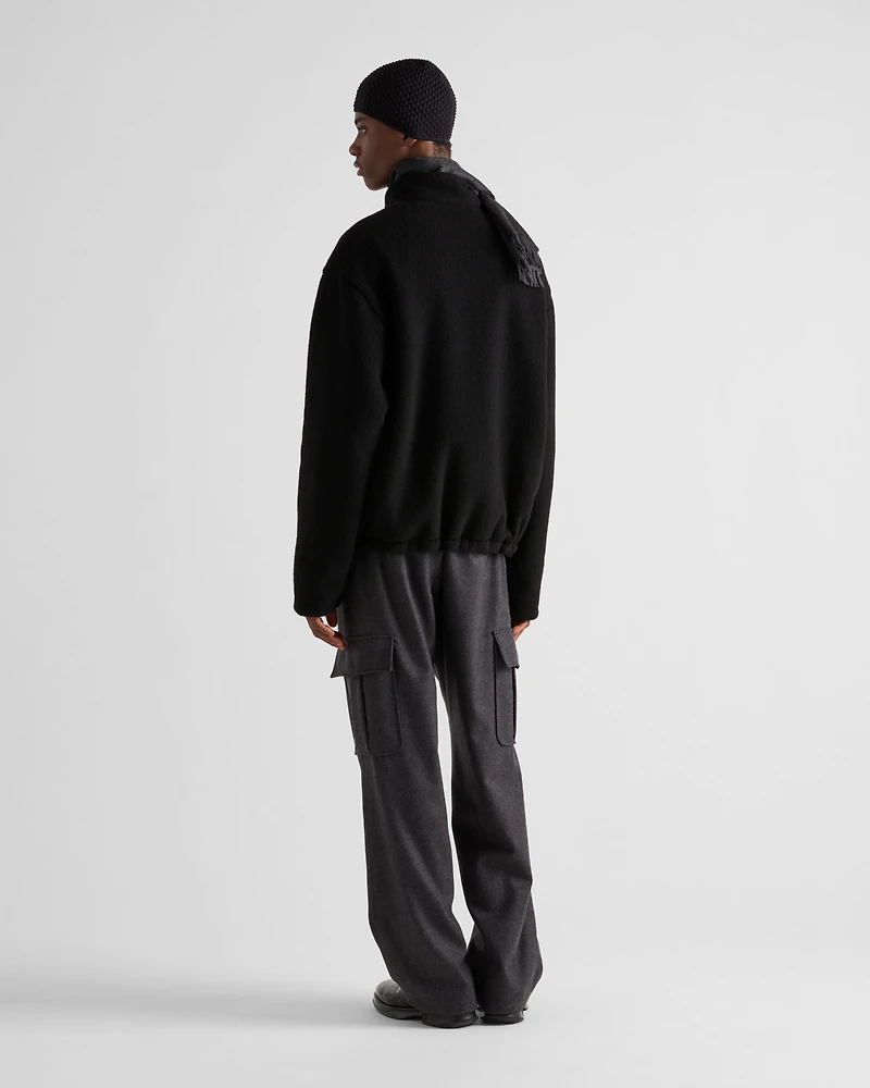 Reversible fleece and cashmere blend cardigan