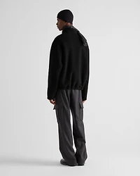 Reversible fleece and cashmere blend cardigan