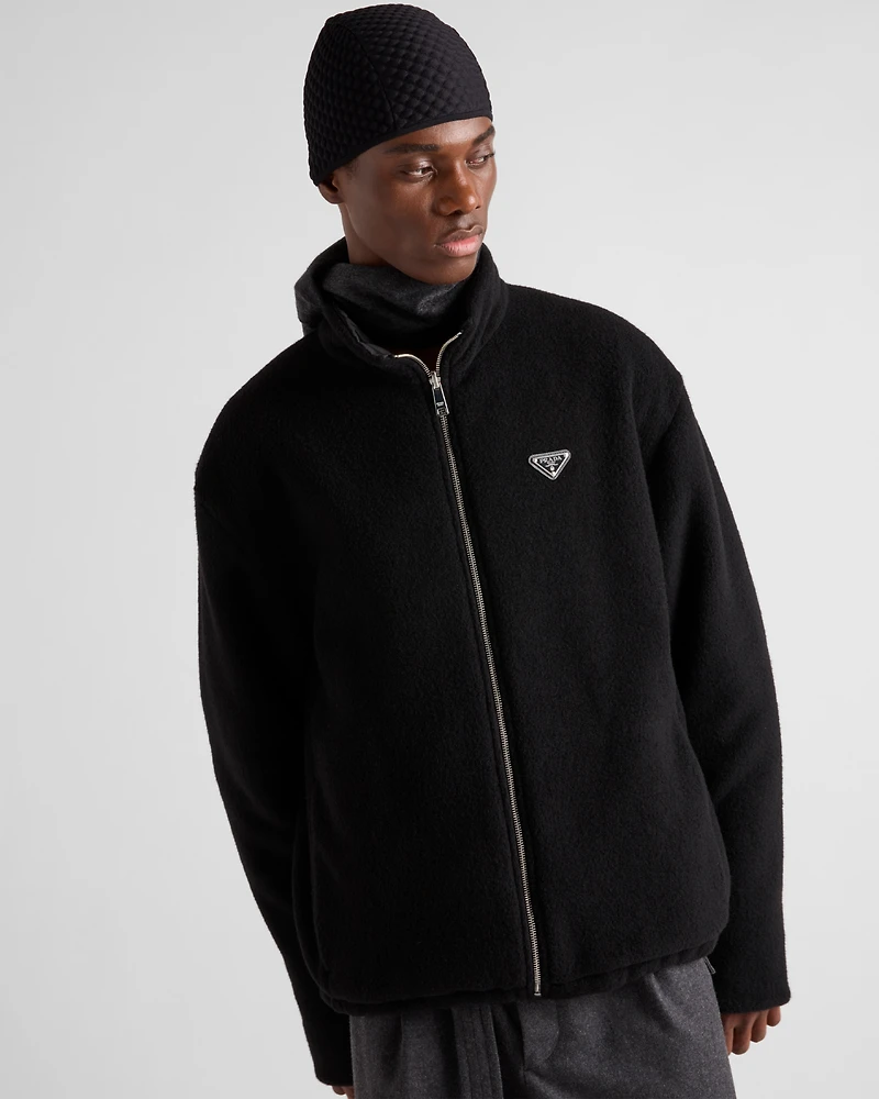 Reversible fleece and cashmere blend cardigan