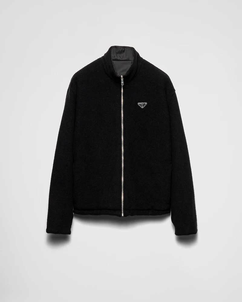 Reversible fleece and cashmere blend cardigan