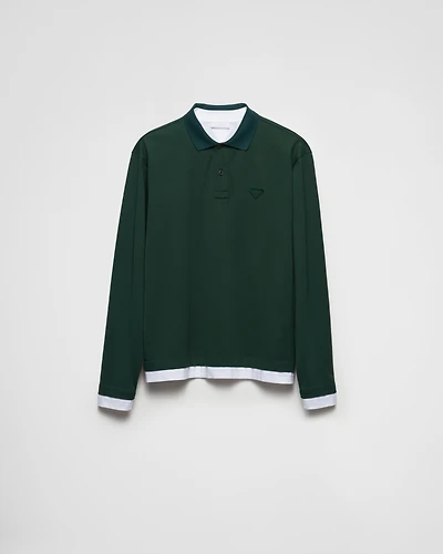 Long-sleeved cotton polo shirt
