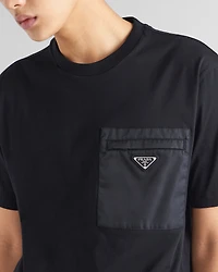 Re-Nylon and jersey T-shirt