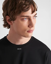 Stretch cotton T-shirt with logo