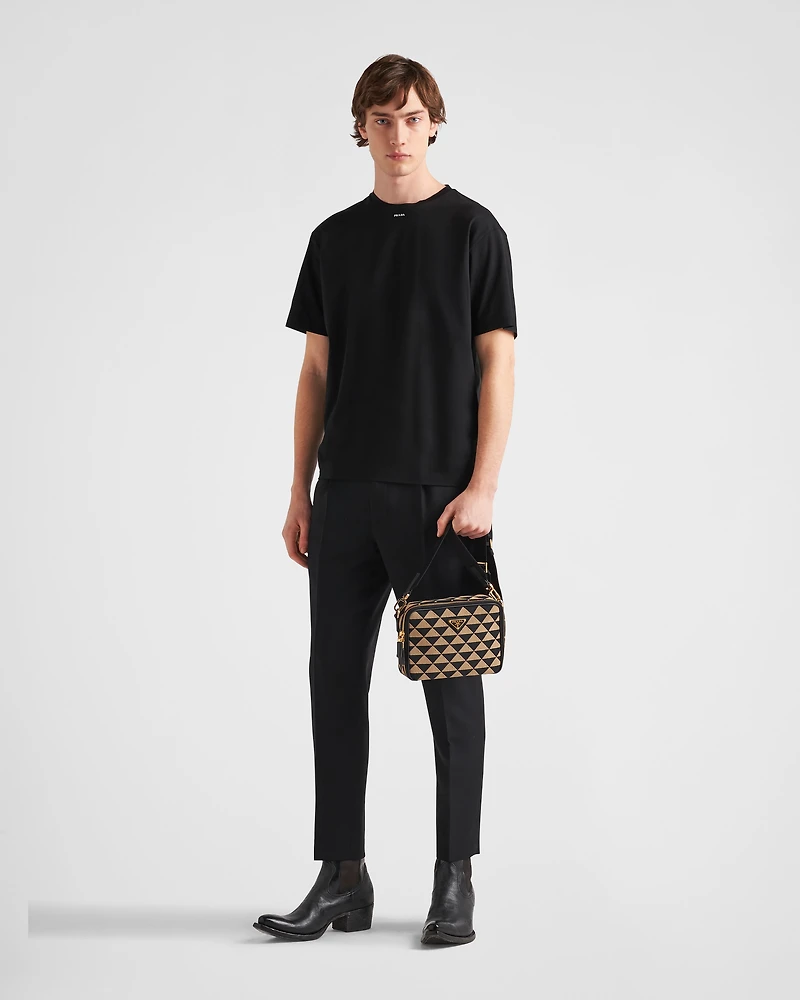 Stretch cotton T-shirt with logo