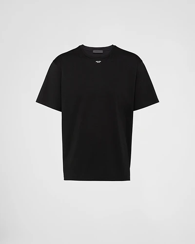 Stretch cotton T-shirt with logo