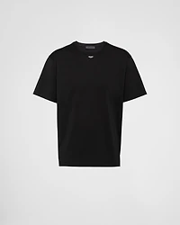 Stretch cotton T-shirt with logo
