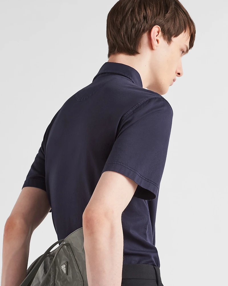 Short-sleeved cotton polo shirt