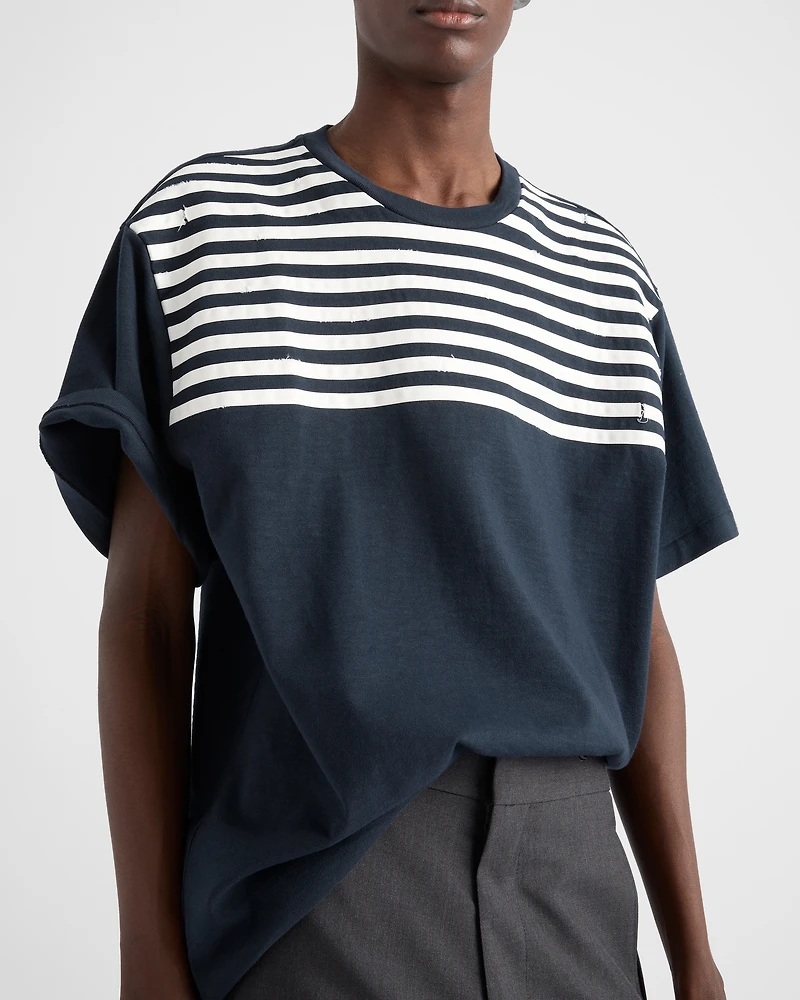 Oversized striped cotton T-shirt