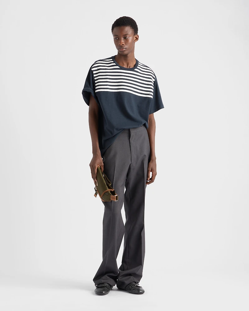 Oversized striped cotton T-shirt