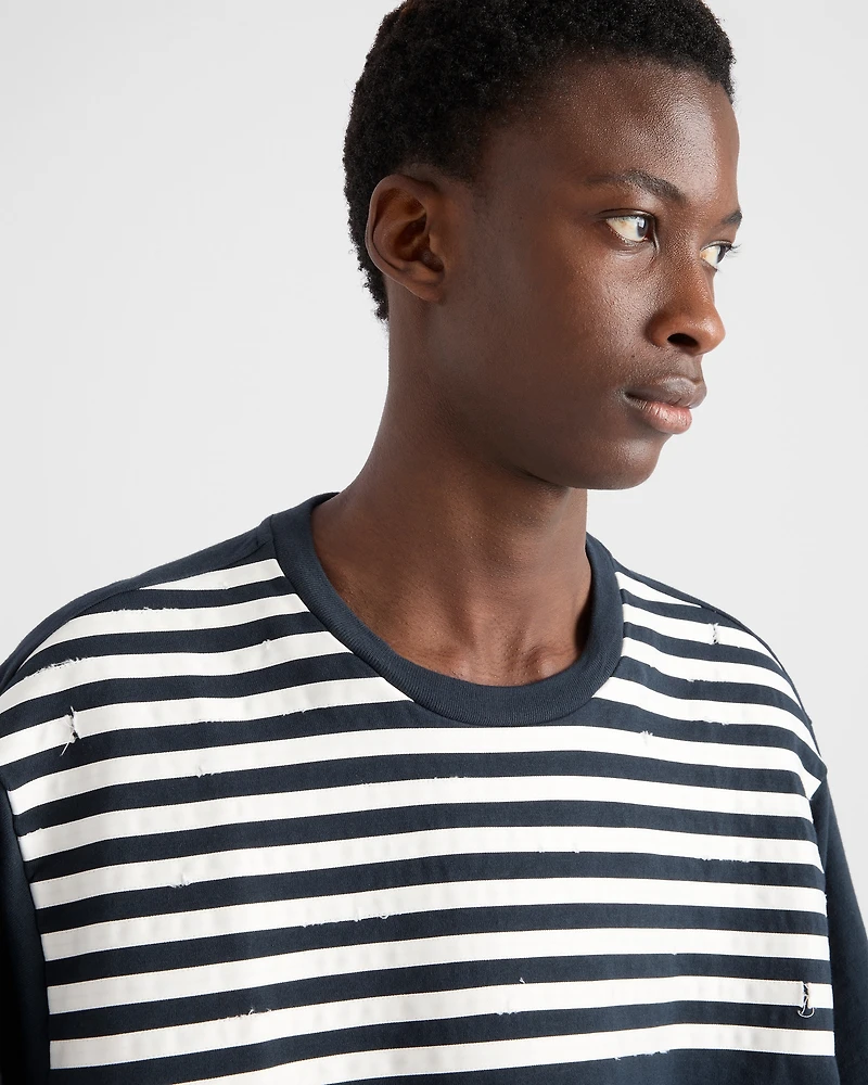 Oversized striped cotton T-shirt